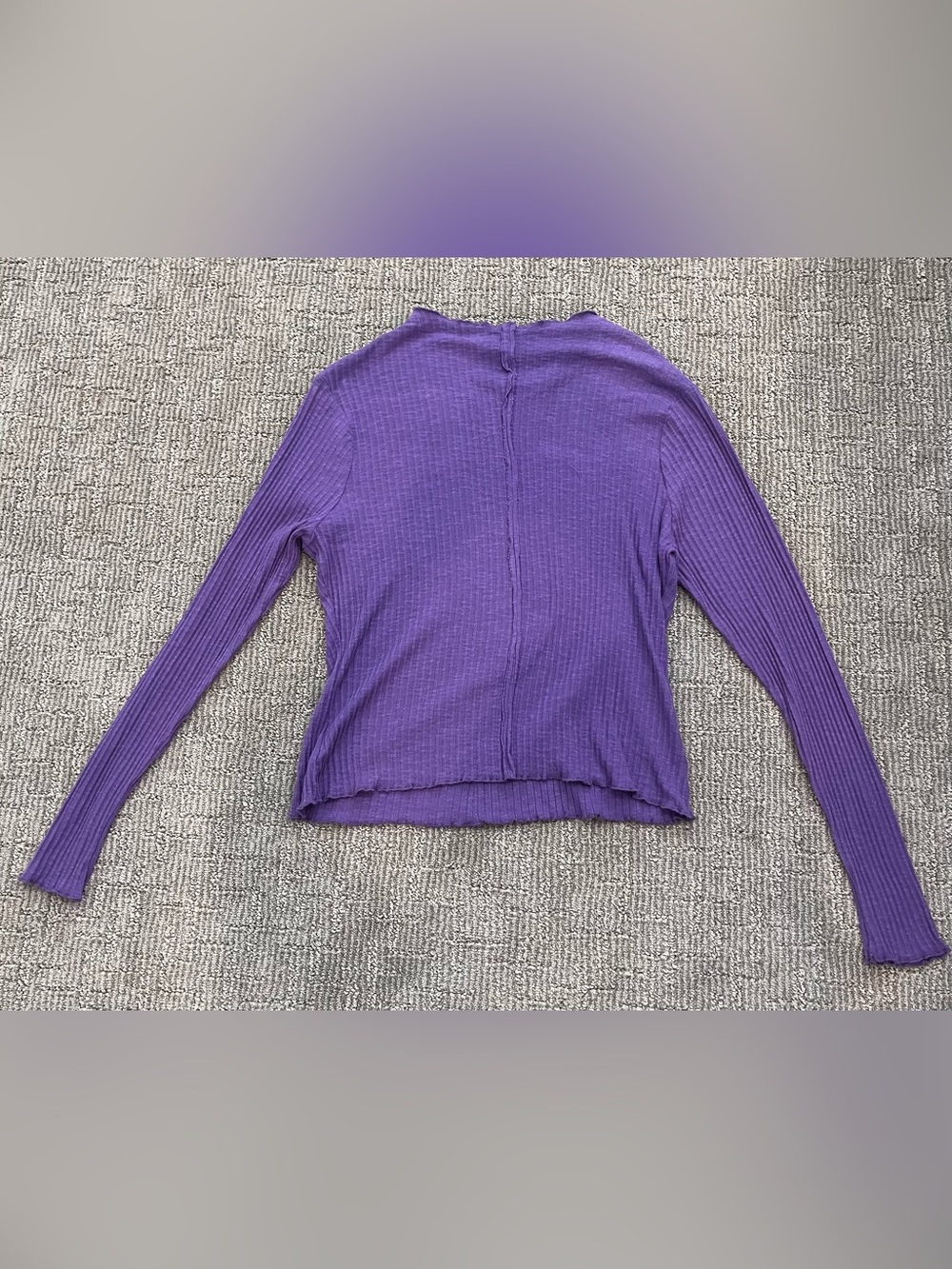 Ribbed Long-Sleeve Knit Top in Purple